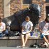 Students studying outside.