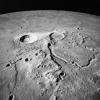 A winding valley on the surface of the moon
