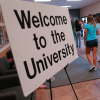 Welcome to the university sign.