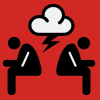 Logo two people sitting facing away from each other with a cloud overhead