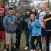 Students standing in an obstacle course