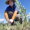 Student Shannon O'Neill in a field