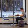 Student studying inside new Rustandy addition