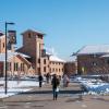 Students on snowy campus