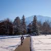 student on snowy campus
