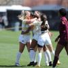 CU women's soccer celebrating against Arizona State