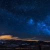 Photo of mountains, starry night