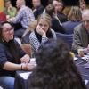 Members of the CU community meet with CU Boulder leadership in small groups during the CU Leadership "Unplugged" session during the second day of events for the 2019 Spring Diversity and Inclusion Summit at the University Memorial Center.  (Photo by  Patrick Campbell/University of Colorado)