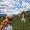 Person hiking Eagles Cliff at Staunton Ranch State Park