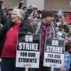 Picket line during Los Angeles teachers strike