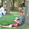 Student studying outside