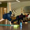 Students in a yoga class on campus