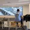 Students at the Leeds School of Business practice safe protocols while studying indoors. 