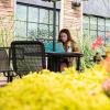student studying on campus