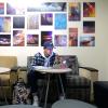 Student studying on campus