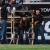 Taylor Stratton, center, getting ready to open the gate for Ralphie VI's inaugural run.