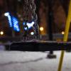 an empty swing at a park
