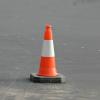 A stock image of an orange traffic cone