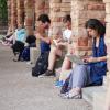 Students studying outside of the UMC