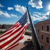 American flag on campus