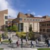 Students walking across campus