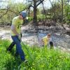 Students cleaning up near the Boulder Creek