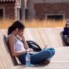 Students studying outside