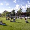 CU Boulder students enjoy WelcomeFest on Farrand Field.