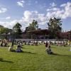 Students watch band at Farrand Field during Welcomefest 2016