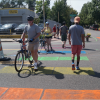Colorful crosswalk at W Colfax Avenue