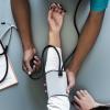 Blood pressure exam.
