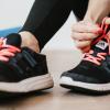 Woman with gym shoes on