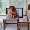 Stock photo of a person working from home