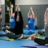Students partaking in yoga class at The Rec