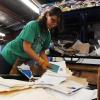  Woman going through paper