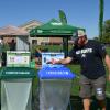 Recycling, compost and trash bins near Folsom Field