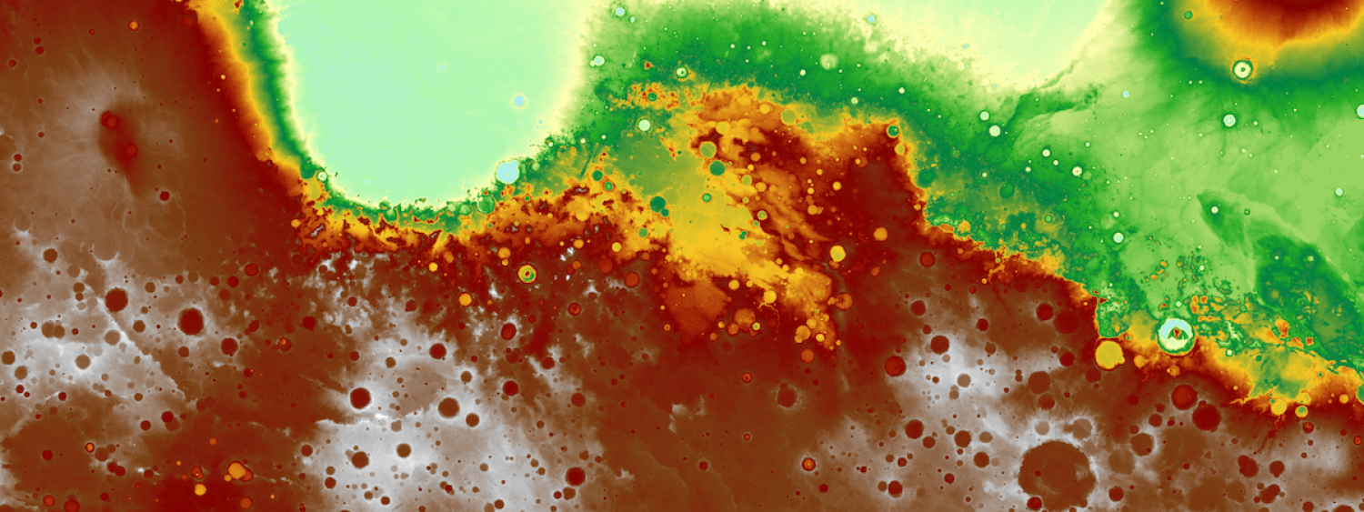 Topographic image of the surface of Mars