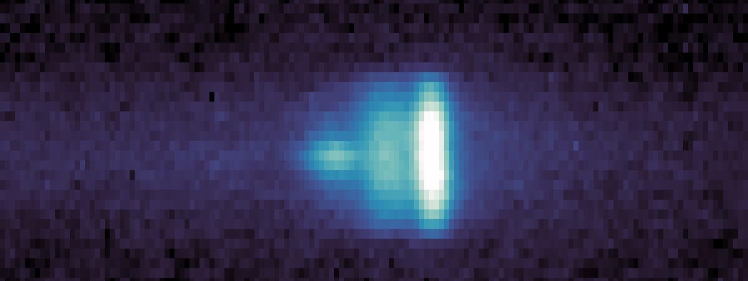 Image showing three blurry bands of blue light