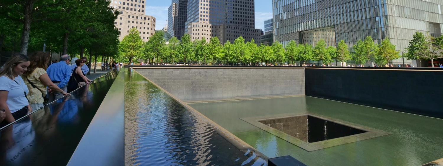 People visit the 9/11 memorial (Glenn Asakawa/University of Colorado)