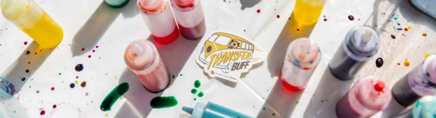 paint bottles on a table
