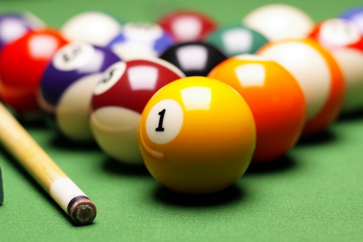Billiard table with balls