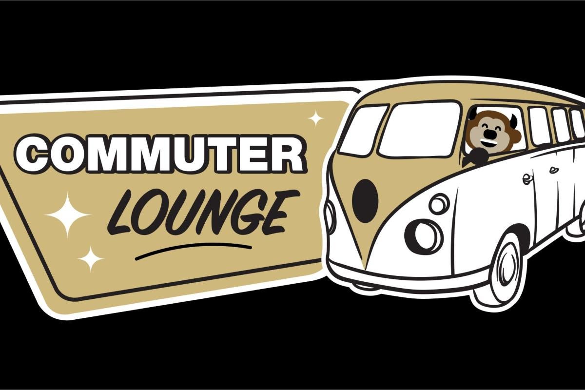 Chip in a van and text: Commuter Lounge