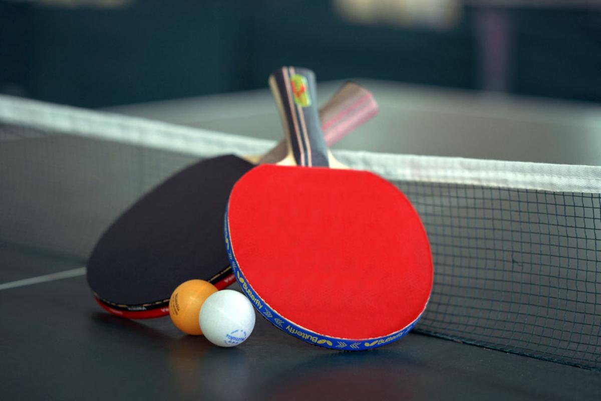 Ping pong paddle and balls