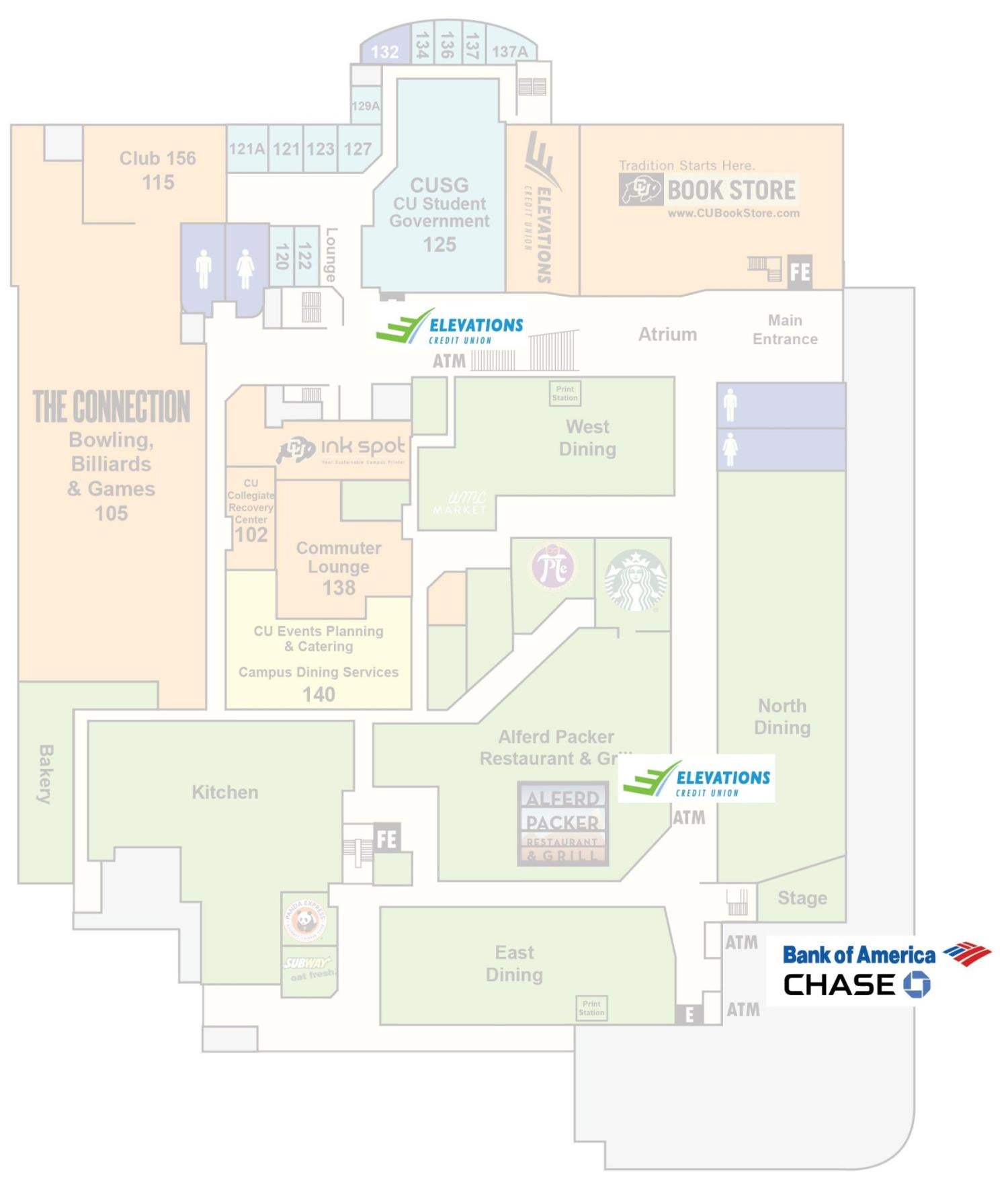 Map showing locations of the ATMs in the UMC