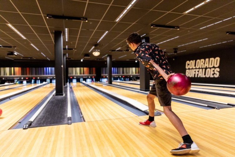 picture of a student bowling