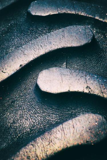A close-up photo of tire tread