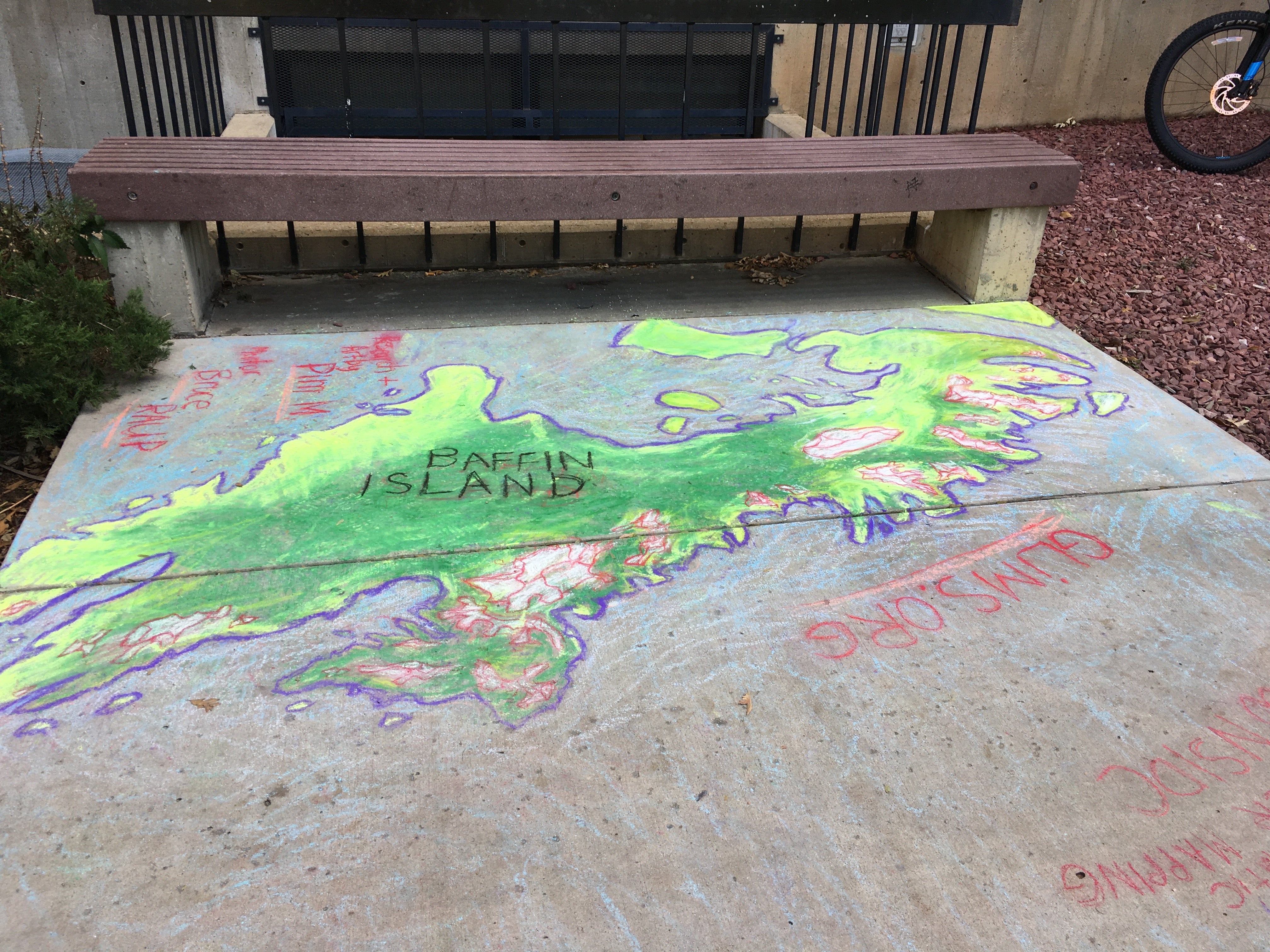 Student creating chalk art