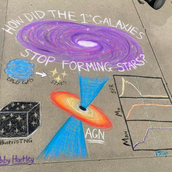 Student creating chalk art