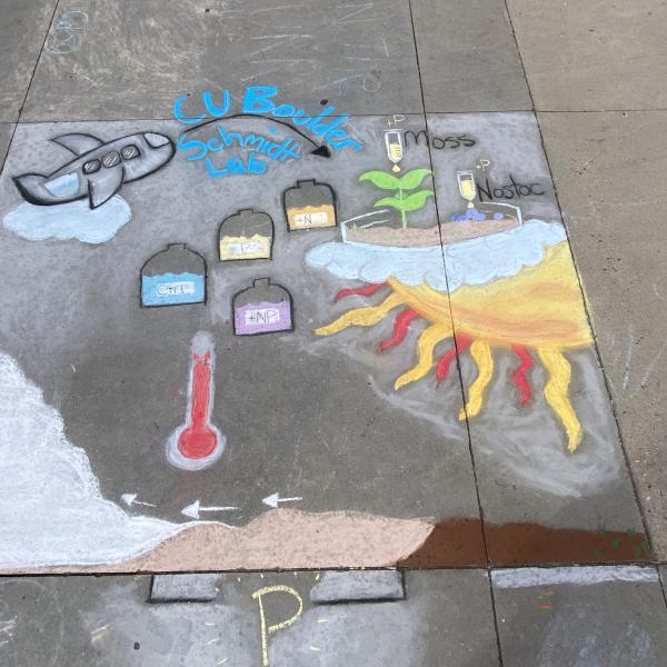 Student creating chalk art