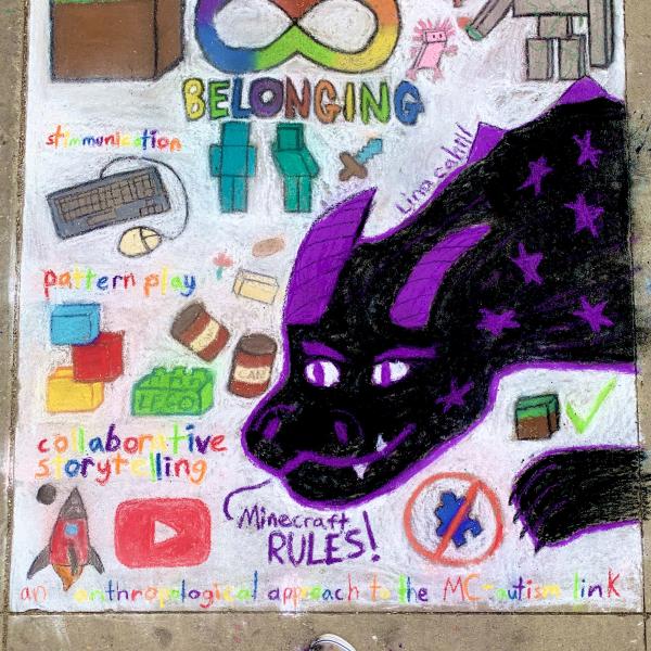 Student creating chalk art